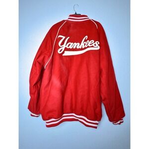 Rare Red Yankees Wool‎ Varsity Jacket 6XL | Vintage Streetwear Oversized Coat